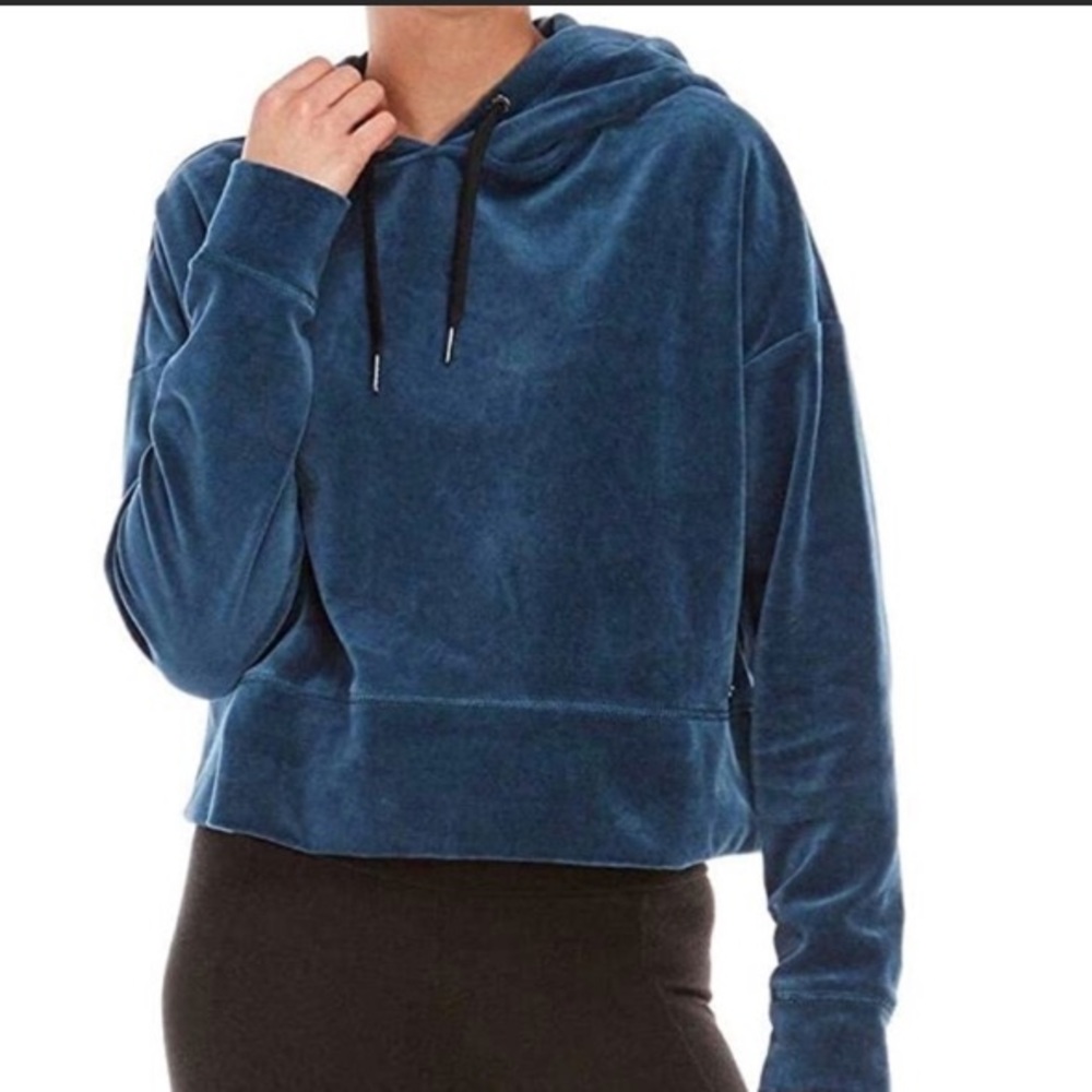 Calvin Klein Performance velour cropped hoodie pullover sweatshirt Size …